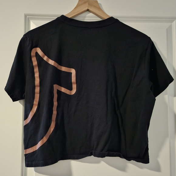 True Religion Black Crop Top with Tan Logo - Picture 3 of 5
